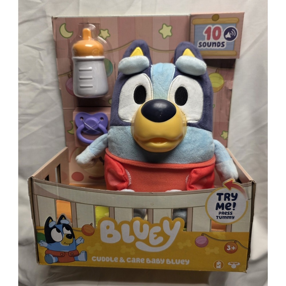 Bluey Cuddle & Care Baby Bluey Electronic Talking 9" Plush w/ Bottle & Pacifier